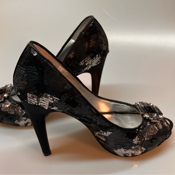 Nina Jewels & Sequins Peep Toe Heels - Picture 2 of 9